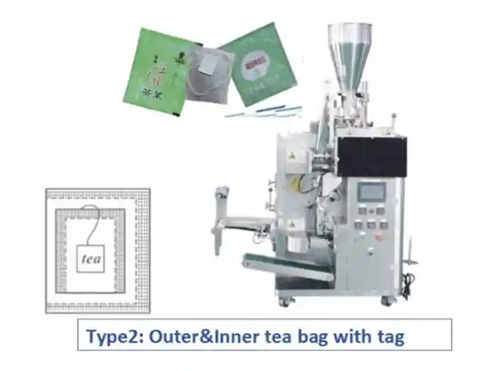 Automatic Tea Packaging Machine For Tea&Amp;Coffee Bagging 8 Outer&inner tea bag with tag packing machine