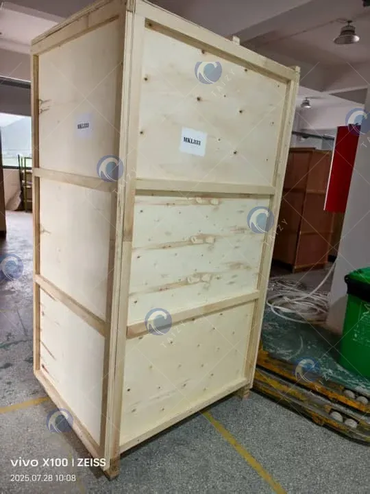 Russian Customer Chooses Taizy Water Pouch Packing Machine For 100G Water Bagging 6 Wooden packaging of liquid filling machine